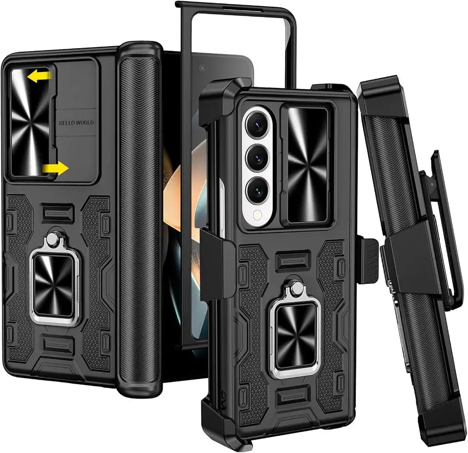 VEGO for Galaxy Z Fold 4 Case with Belt Clip Holster and Screen Protector