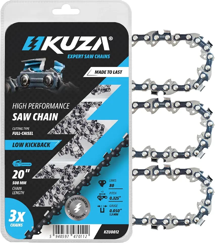 20 Inch Chainsaw Chain 0.325" Pitch, 050" Gauge, 80 Drive Links, German Steel, fits Husqvarna 450 (Rancher), 545 (Rancher), 550 (XP), Jonsered (3 Chains)