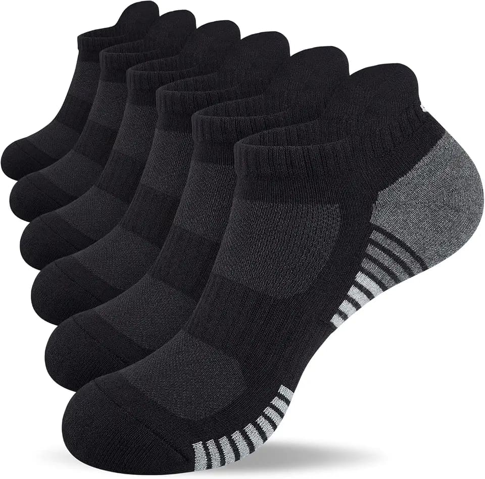Lapulas Athletic Running Ankle Socks, Low Cut Cushioned Anti-Blister Tab Sports Socks Men Women 6Pairs