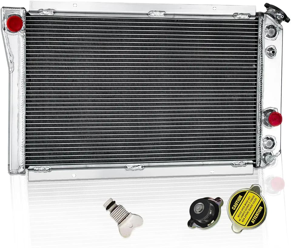Chevy S10 Radiator, 829 3 Row Core All Aluminum Radiator Compatible With 1982-2002 84 85 86 87 88 89 90 Chevy S10 Blazer/Corvette V8 Conversion Models