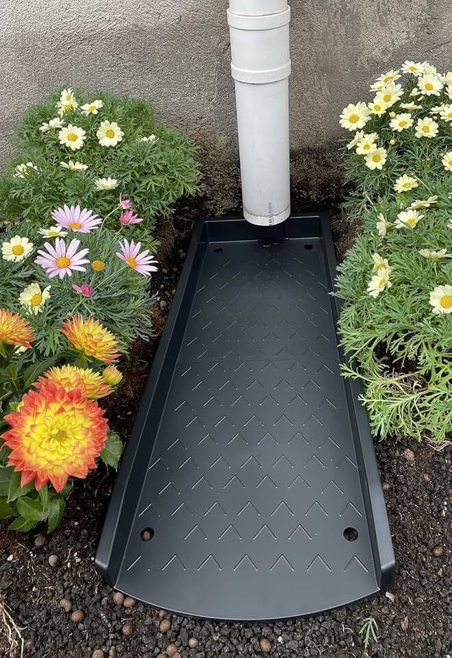 2 Pack Downspout Splash Block, 24" Rain Gutter Downspout Extensions Black