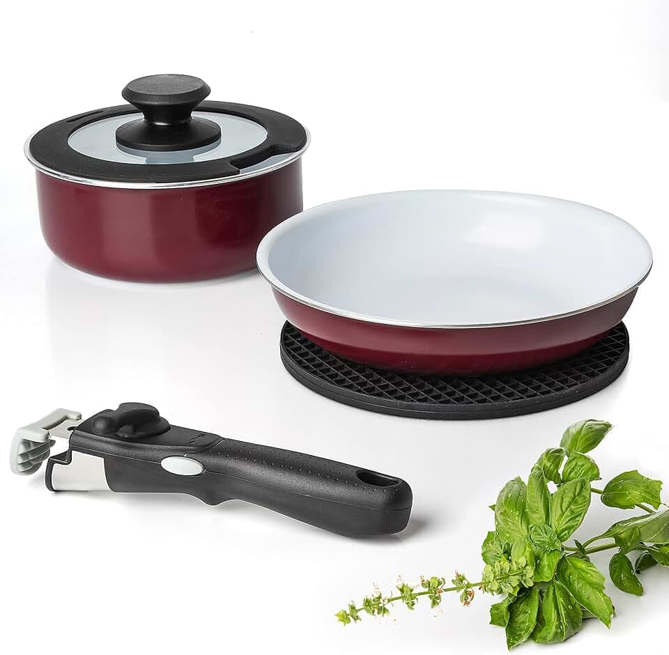 Moss & Stone 5-Piece Nonstick Pots and Pans Set, Removable Handle Cookware