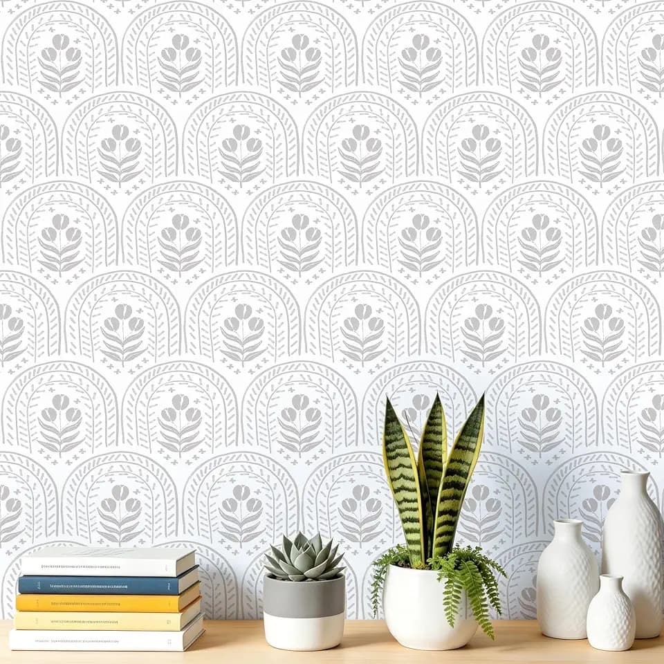 Peel and Stick Wallpaper Boho Modern, Beige, 17.7 x 118 in