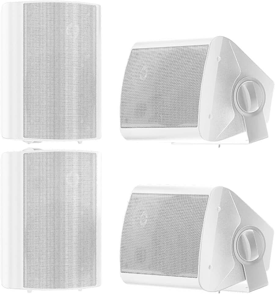 STUDIOFINIX 5,25 Zoll 600 Watt Außenlautsprecher Outdoor-Lautsprecher für Outdoor Indoor Wandhalterung Patio Deck Camper Garten, Terrasse, Restaurant Home, 2 Paar (Weiß)
