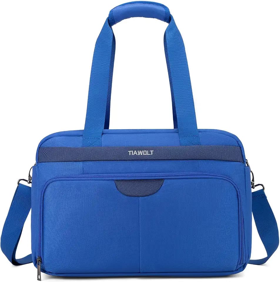 Carry-On Luggage Travel Duffel Bag Underseat for Airplanes, Sports Gym Bag with Shoulder Strap, Weekender Overnight Bag for Women and Men, Blue