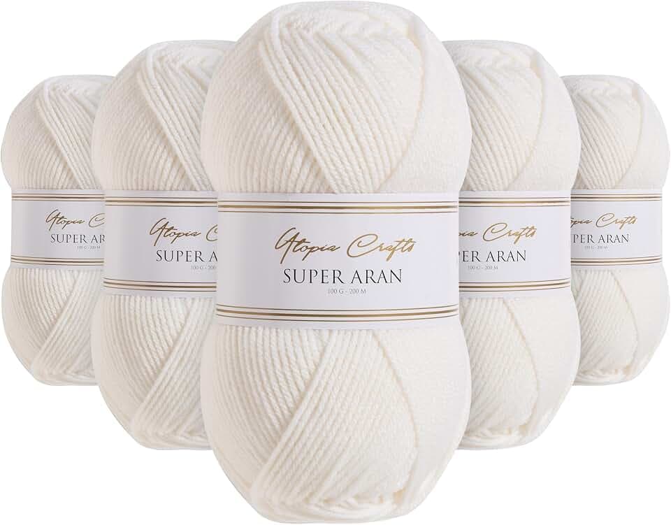 Utopia Crafts Super Aran Acrylgarn 100g/200m, vegan (5x100g)