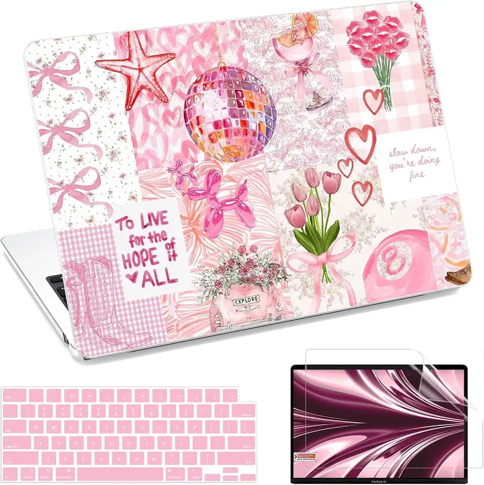 AKIT for MacBook Air 13 inch Case M5 M4 M3 M2, Aesthetic Pink