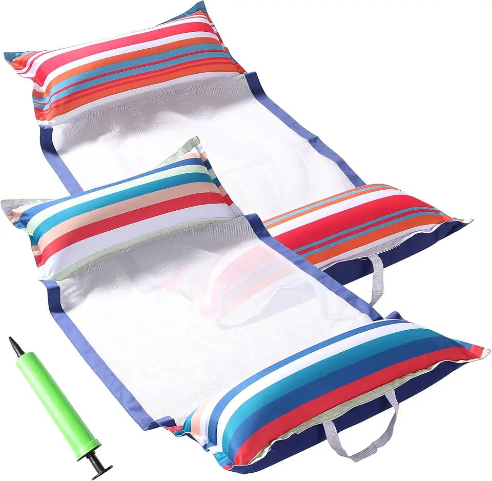 FindUWill Pool Hammock Floats, XL, 2Pack Inflatable Water Hammocks Floaties 4-in-1 (Saddle, Lounge Chair, Hammock, Drifter), Pool Float Lounger for Adults