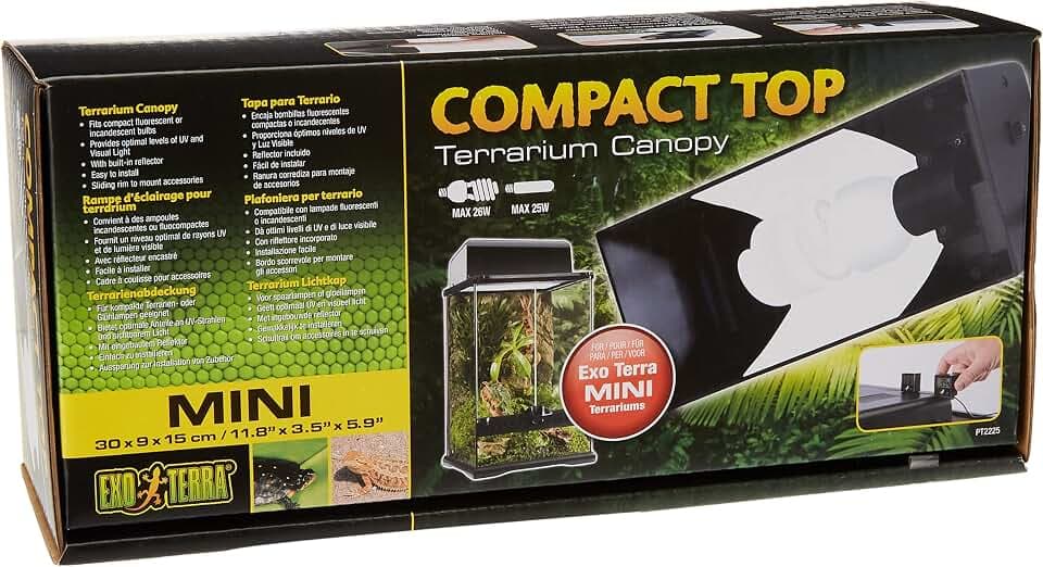 Exo Terra Compact Top, Terrarienabdeckung, Mini, für 1 Lampe, mit Reflektor, 30 x 9 x 15 cm, Fassung E27