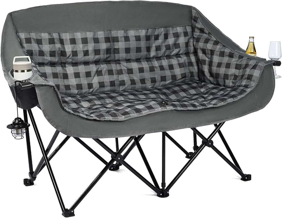 Double Camping Loveseat Chair - Oversized Padded Chair for Adults