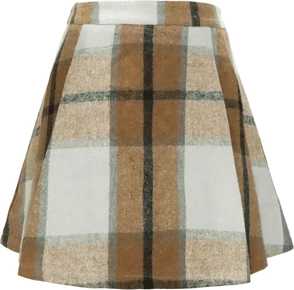 DINGJIUYAN Damen Plaid Rock Herbst Winter Minirock Hohe Taille Gebürstet Slim Röcke A-Linie Bleistift Kurzes Kleid Tartan Rock für Reisen Geburtstag Abschlussball Urlaub Täglich