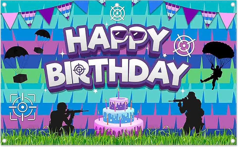 96x60inch Video Game Themed Birthday Backdrop