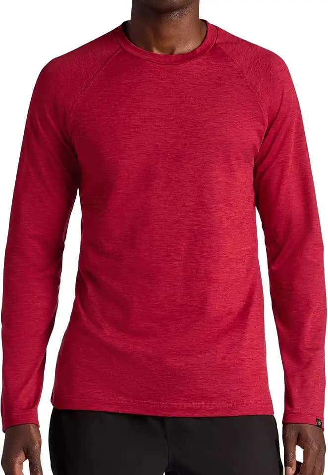 Gaiam Men's Power Long Sleeve Crewneck Top, Standard Fit, Stretch Heavyweight Fleece Material