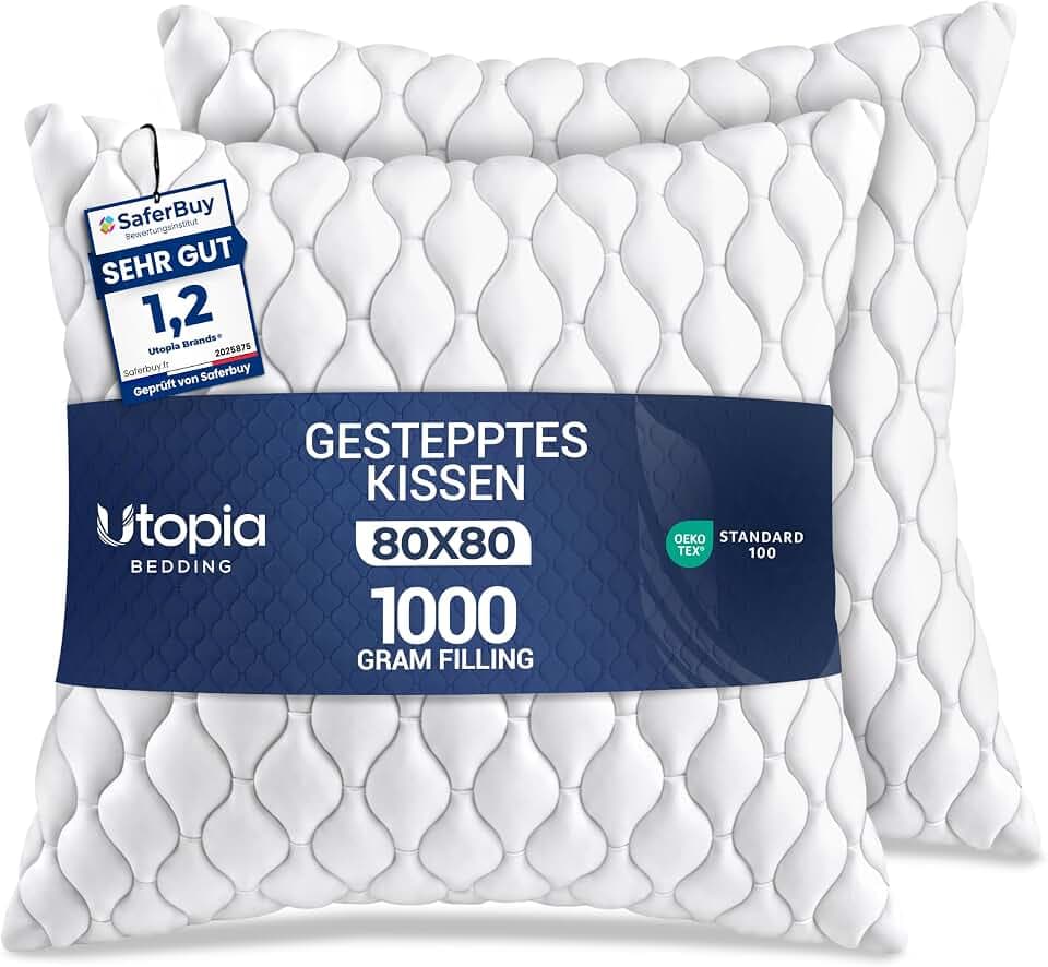 Utopia Bedding kopfkissen 80x80 cm 2er Set Kissen für Bett und Dekokissen
