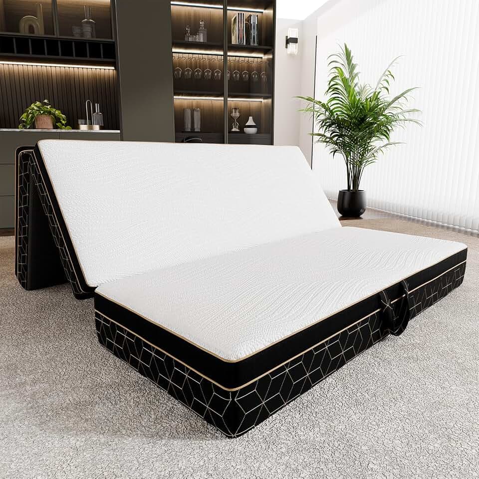 GEMBED Tri Folding Mattress Full Size - 6Inch Foldable Floor Sofa Bed