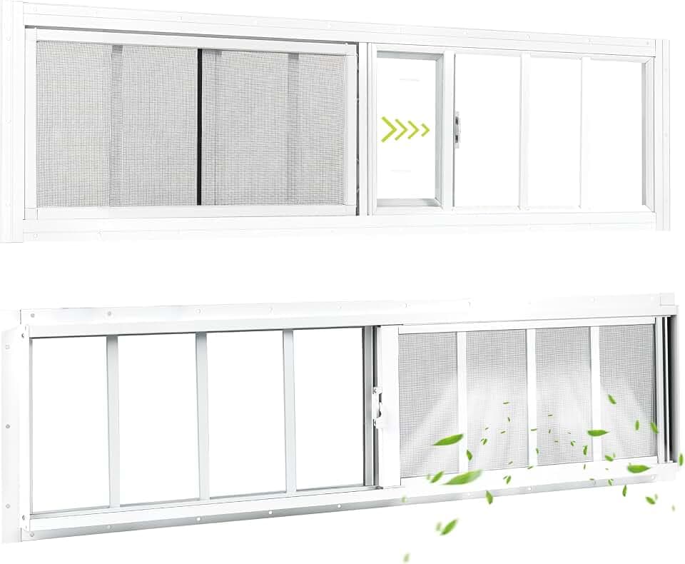 10"x48" 2 Pack Shed Sliding Windows, White