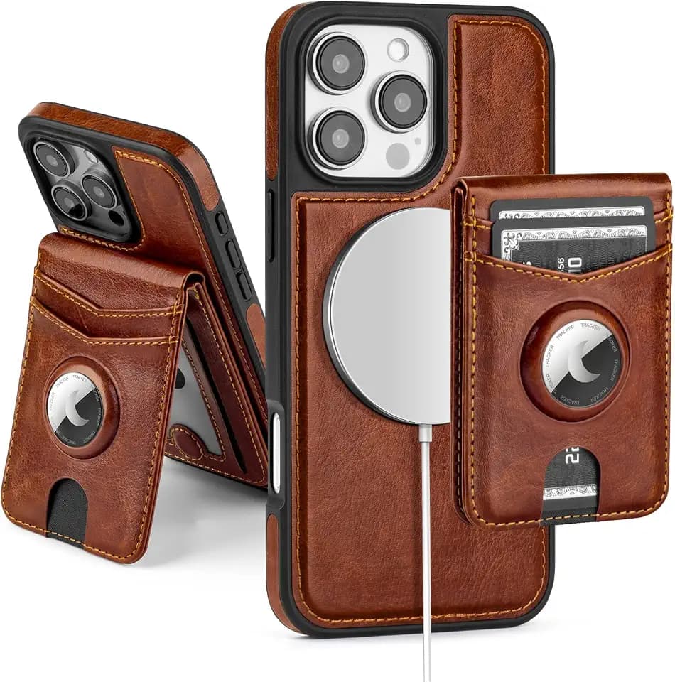 SkyEagle Compatible with MagSafe iPhone 16 Pro Max Wallet Case,Brown