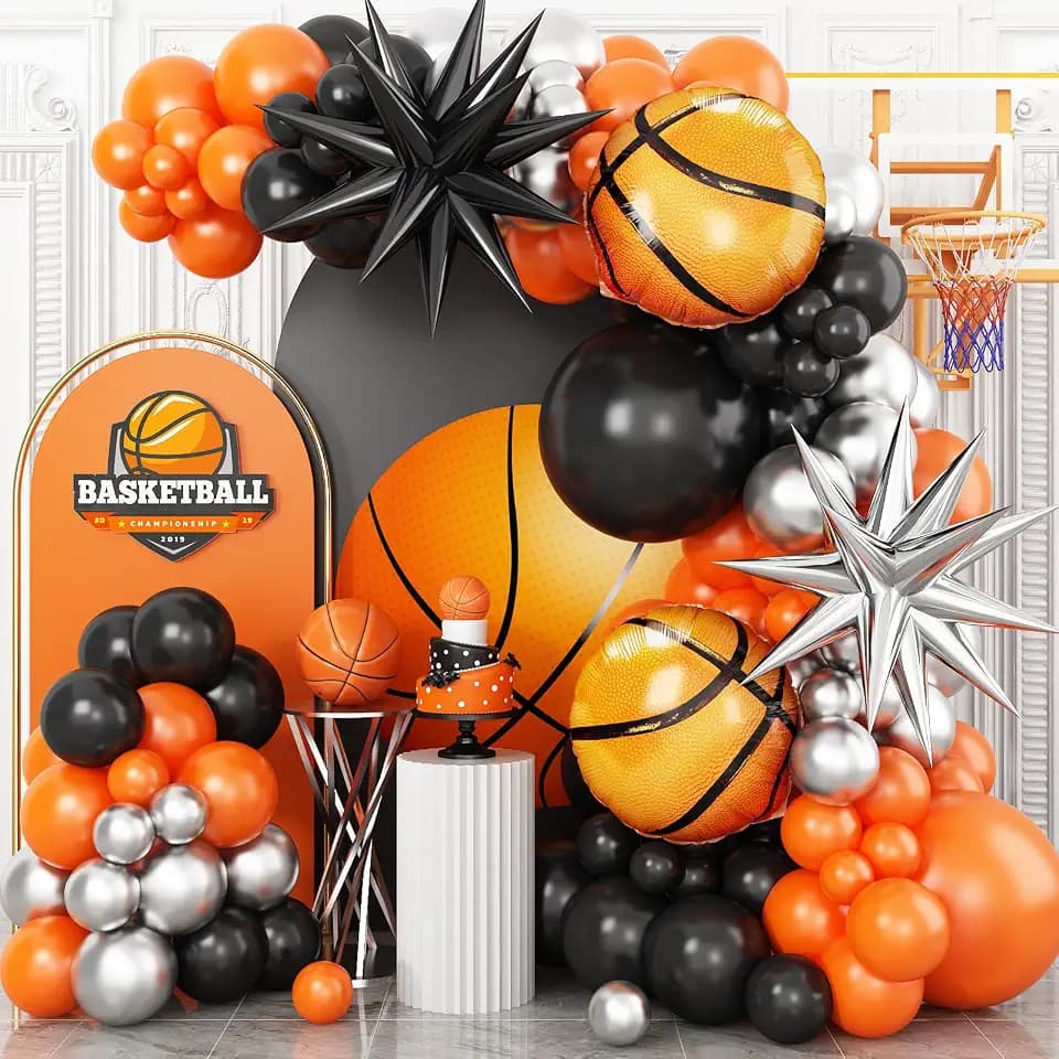 Basketball Balloon Arch Kit with Explosion Star Foil Balloons