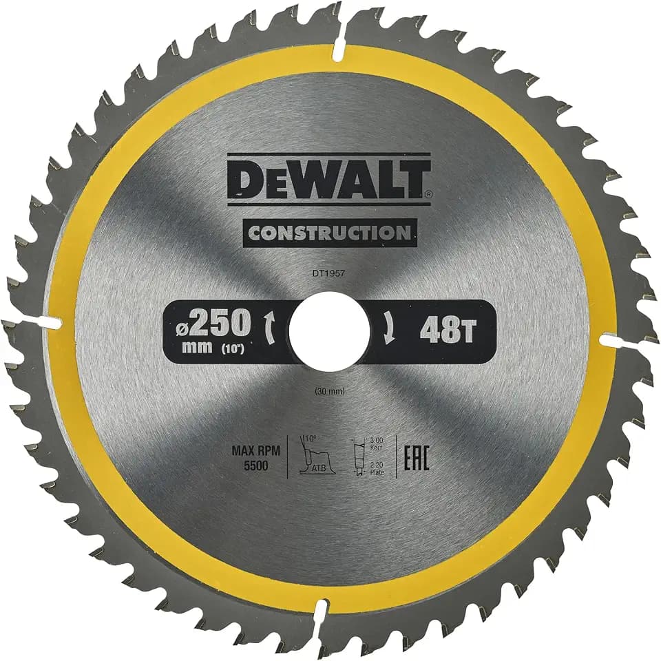 DEWALT Kreissägeblatt 250 mm x 30 mm 48T, Nail Tough, DT1957-QZ