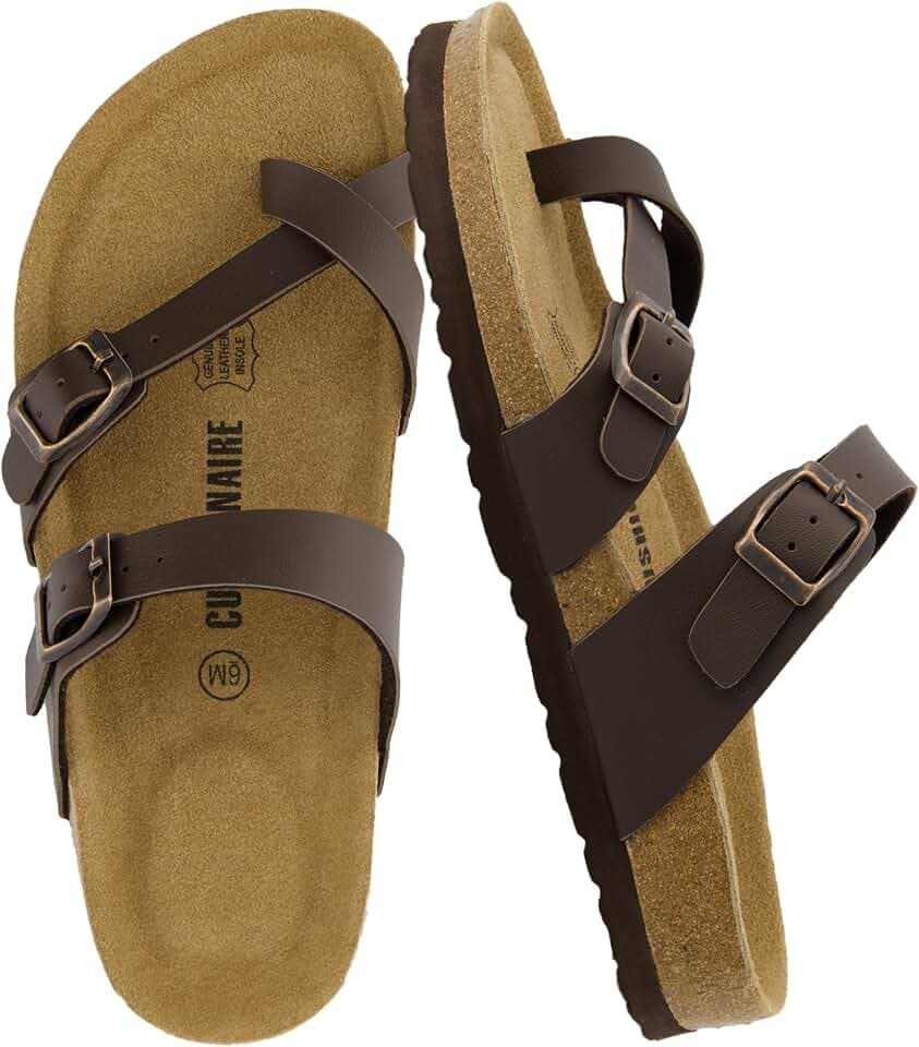 CUSHIONAIRE Luna Cork Footbed Sandals for Women with Crossover Straps