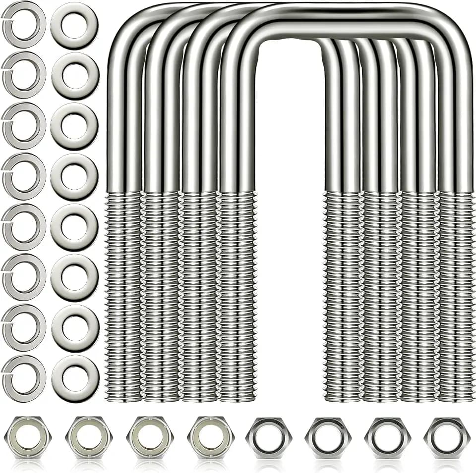 4 Pcs 304 Stainless Steel Square U-Bolt, 1/2 D x 3 1/16 W x 4 5/16 Inch