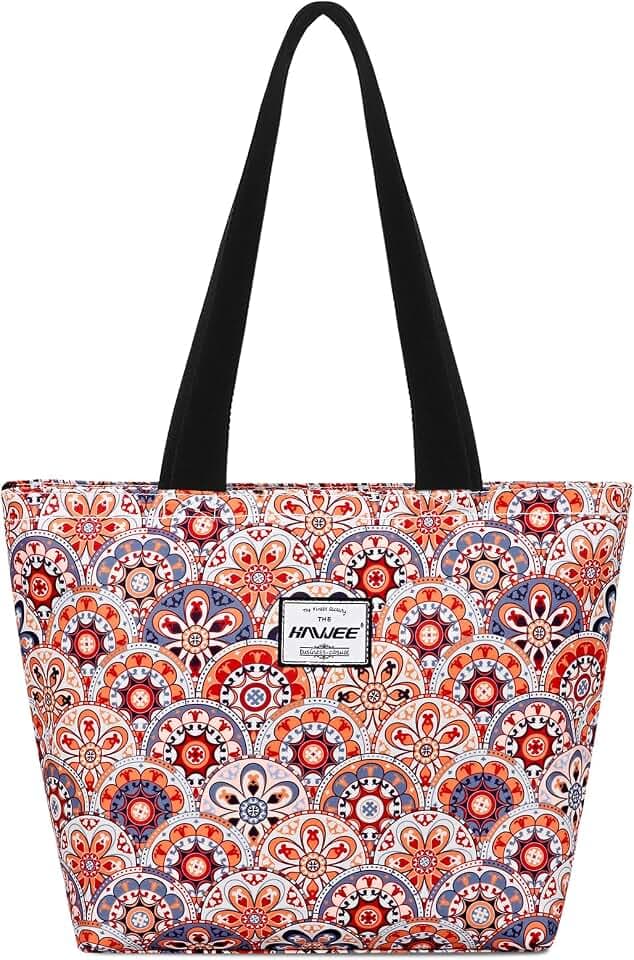 Tote Bag with Zipper for Women Inside Mesh Pocket Heavy Duty Casual Anti-water Cloth Travel Shoulder Handbag