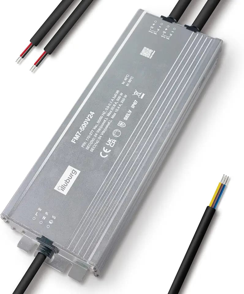 LED Trafo 24V 500W Wasserdicht IP67 Flackerfrei für LED Strip Lampe LED Netzteil Treiber Power Supply