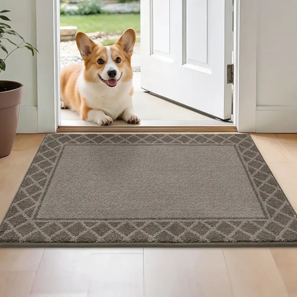 BEQHAUSE Door Mat Indoor Entrance Dirt Trapper, 24" x 36", Brown