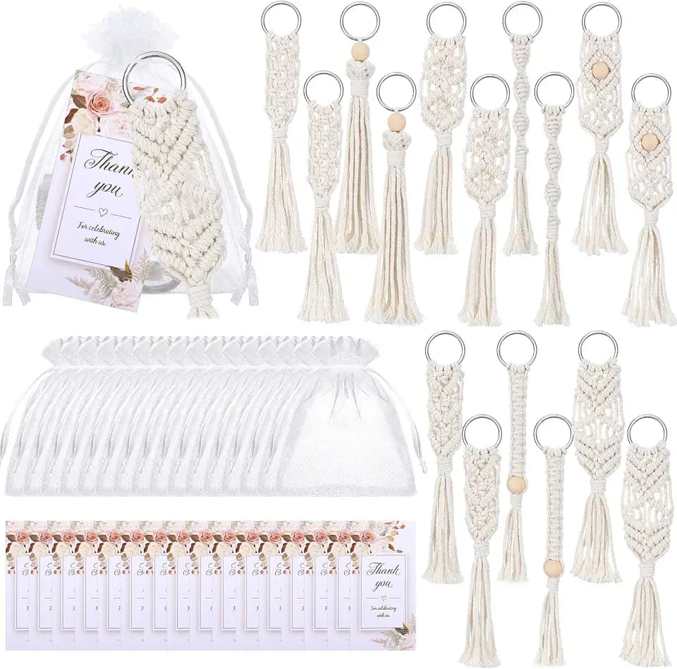 Giegxin 48 Pcs Macrame Keychains Bulk, Boho Party Favors