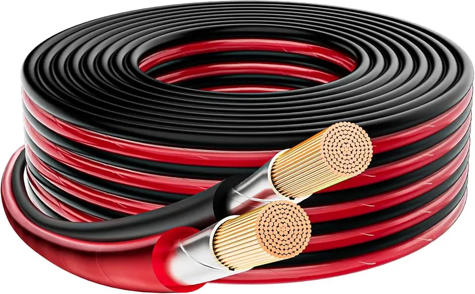 14/2 Gauge Speaker Wire 50FT, 14 AWG 2 Conductors OFC Pure Copper Electrical Red Black Cable for Car Speakers Stereo, Home Theater, Automotive Wire, Aluminum Foil Shield, Flexible Clear PVC