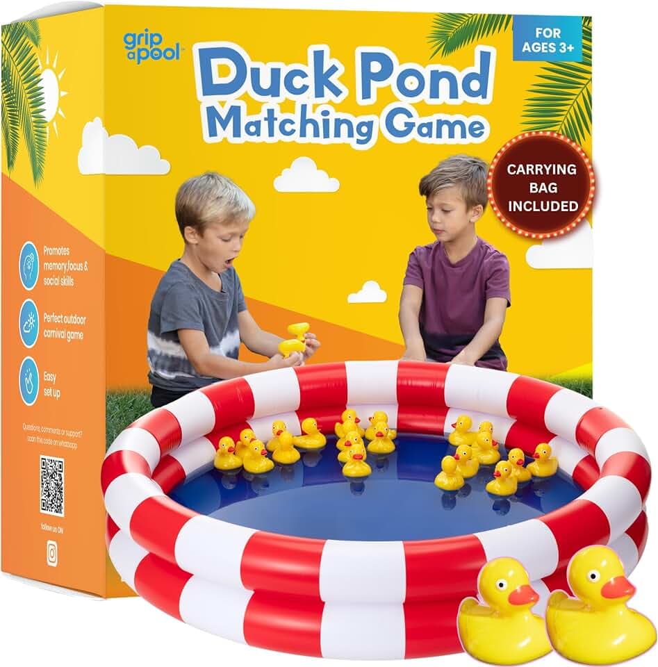 Duck Pond Matching Carnival Game, Outdoor Games for Kids Birthday Party Field Day Fun Activities for Kids 4-8, 3-5 - Outdoor Water Toys and Games for Backyard, Memory Game, Easter Gift Summer Toy