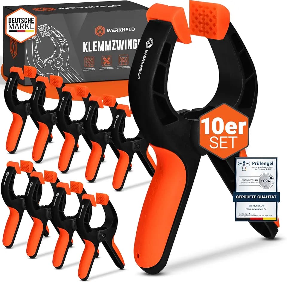 Klemmzwingen Set, 10 Federklemmen mit Carbonfeder, aus Nylon