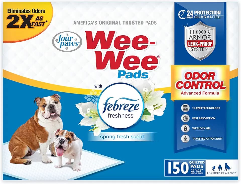 Four Paws Wee-Wee Odor Control Dog Pee Pads with Febreze Freshness