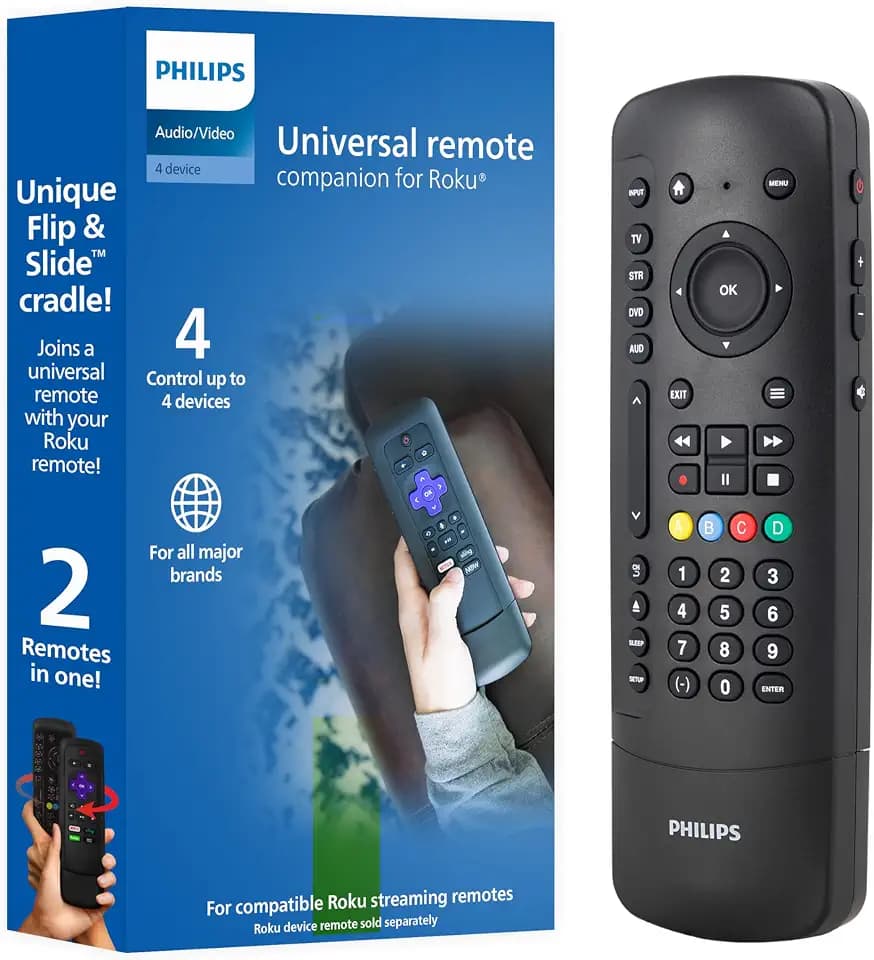 Philips Universal Remote Control for Roku TV Slide-in Cradle Roku Remote