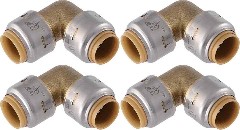 SharkBite Max 1/2 Inch 90 Degree Elbow, Pack of 4, Push to Connect Brass Plumbing Fitting, PEX Pipe, Copper, CPVC, PE-RT, HDPE, UR248A4