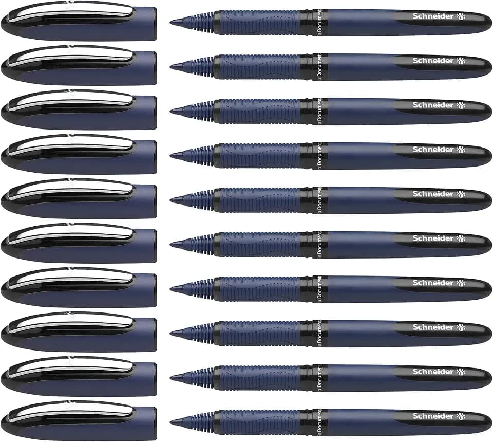 Schneider 183001 One Business Tintenroller (Dokumentenecht mit 0,6 mm Strichstärke, Made in Germany) 10er Pack, schwarz