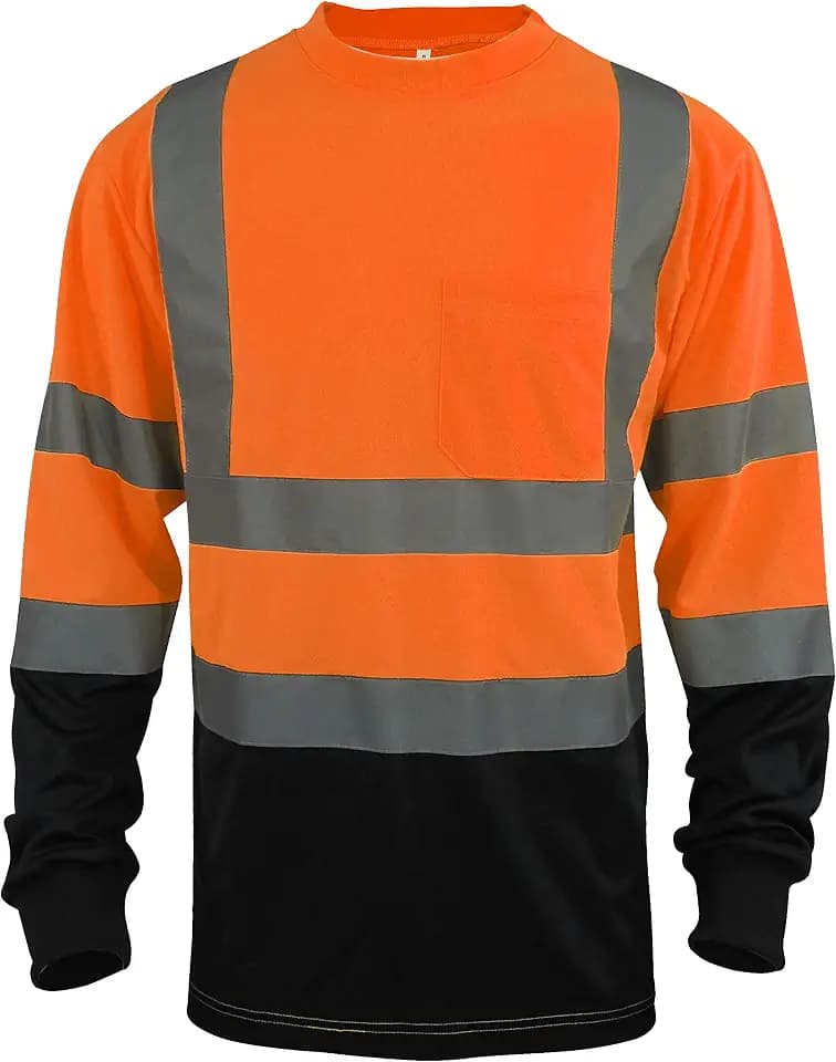L&M Hi Vis Safety T Shirt Class 3 Reflective Black Bottom Short Long Sleeve High Visibility