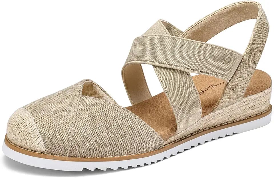 mysoft Womens Wedge Sandals Low Heel Closed Toe Espadrilles