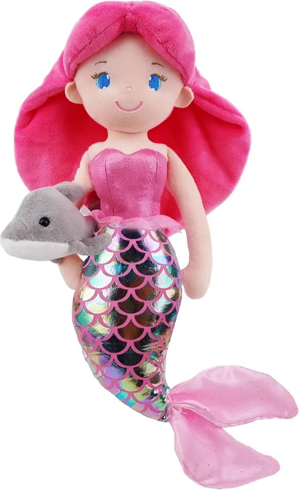 June Garden 16.5" Thalassa Mermaid Plush Doll with Dolphin
