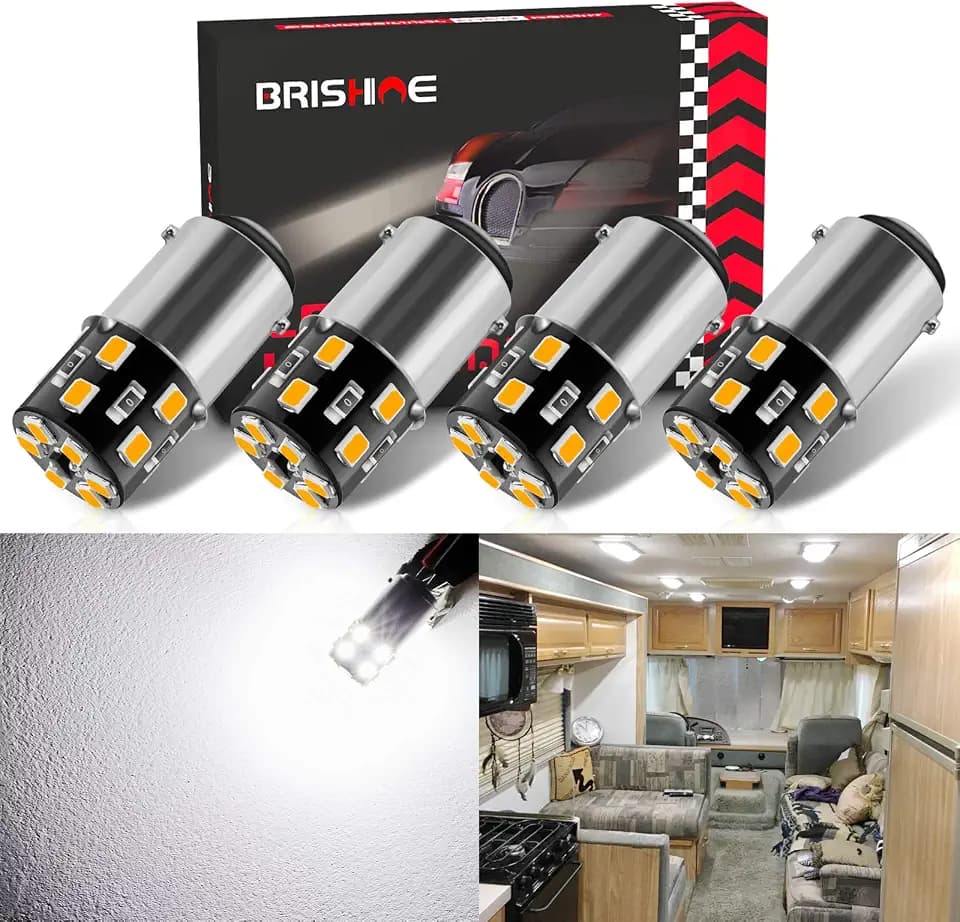 4PCS BA15D 1142 Interior LED Light Bulbs for RV, Super Bright 4500K Natural White 1004 1076 1130 1176 LED Bulbs for Camper Trailer Motorhome Indoor Lights(12V-24V DC)