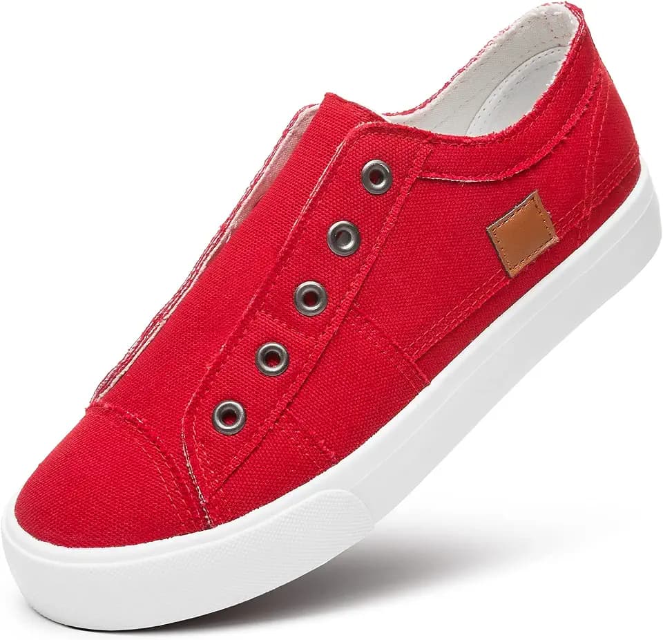 XRH Women's Slip On Canvas Sneakers Non Slip Casual