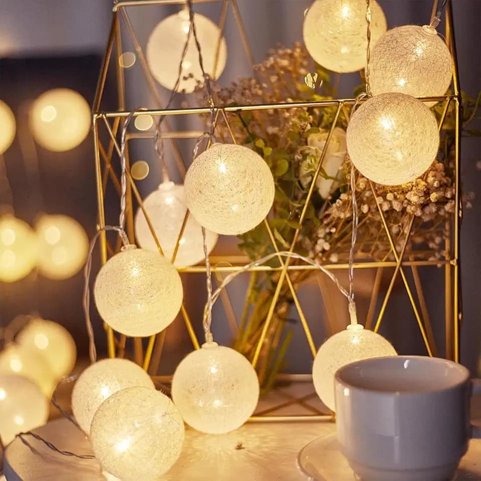 LED Lichterkette Baumwollkugeln,300cm 20LED Lichterkette mit Cotton Balls