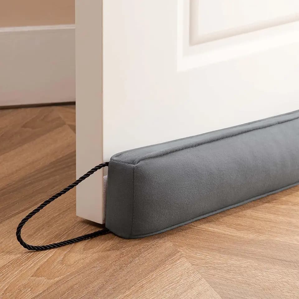 HBselect Zugluftstopper für Türen 122cm, Quader Türdichtung Unten, Zugluftstopper Windstopper Schutz vor Luftzug und Lärm Geeignet für Türen und Fenster Grau
