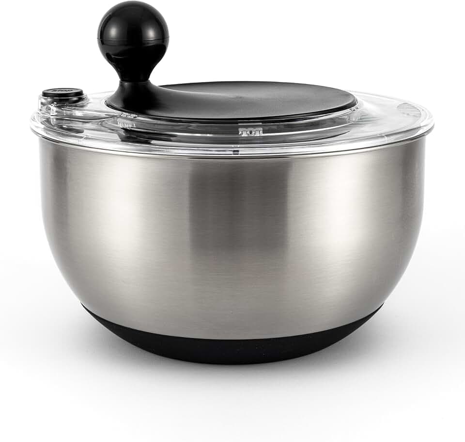 Hanseküche Salatschleuder aus Edelstahl – Schleudern, Servieren und Aufbewahren in Einer BPA-freien Salad Spinner – Großes Fassungsvermögen von 4,5 Litern mit Kurbelantrieb