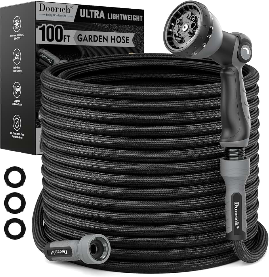 Garden Hose, 100FT Ultra Lightweight Water Hose with Spray Nozzle