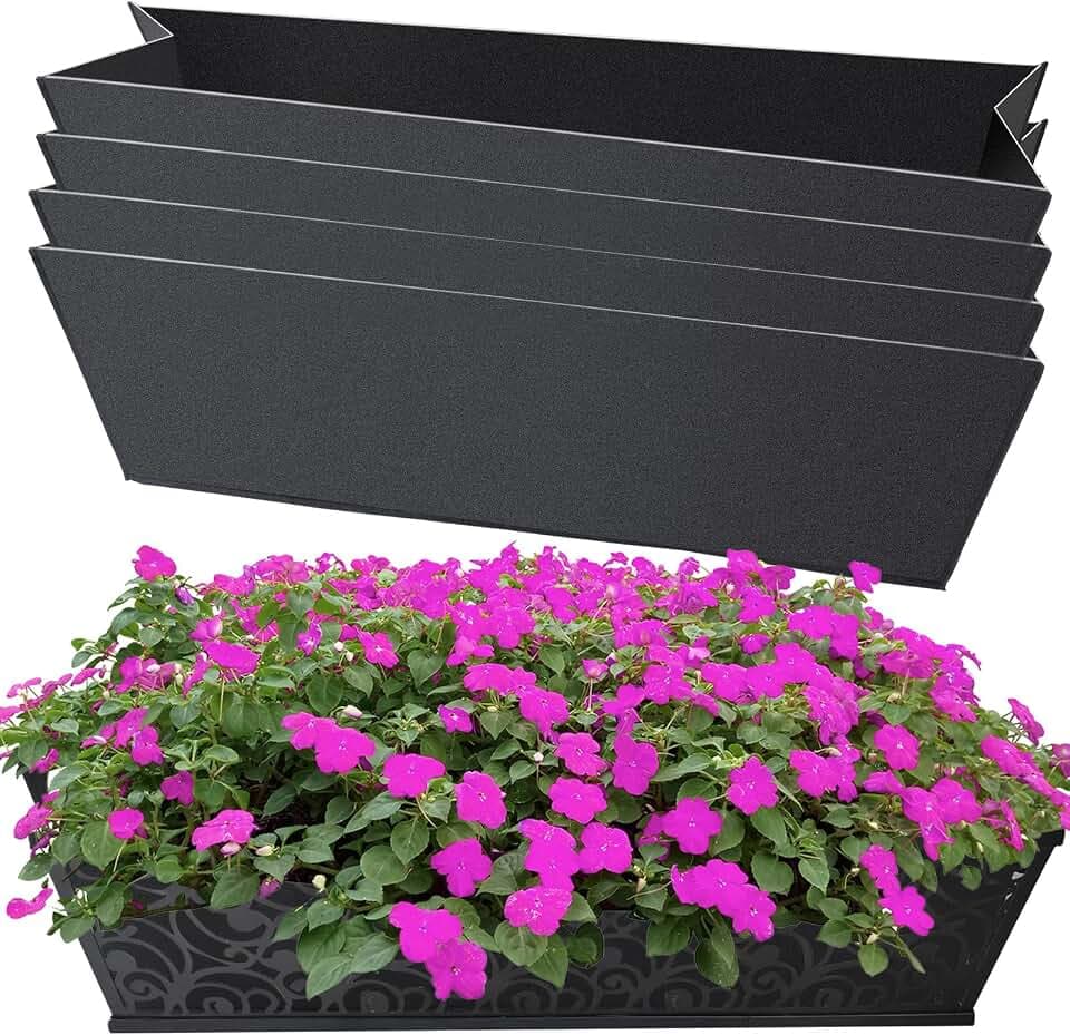 4PCS 24Inch Rectangle Window Box Liner Felt Planter Basket Liner Insert Black Plant Container Liners Non Woven Fabric Liner for Garden Fence Wall Railing Hanging Flower Pot - Avoid Bird Nesting