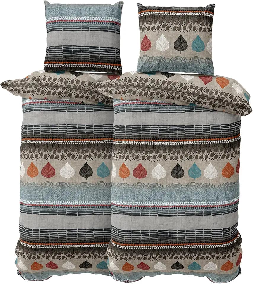 Bettwäsche 135x200 Baumwolle, 4-teilig mit Reißverschluss, Premium