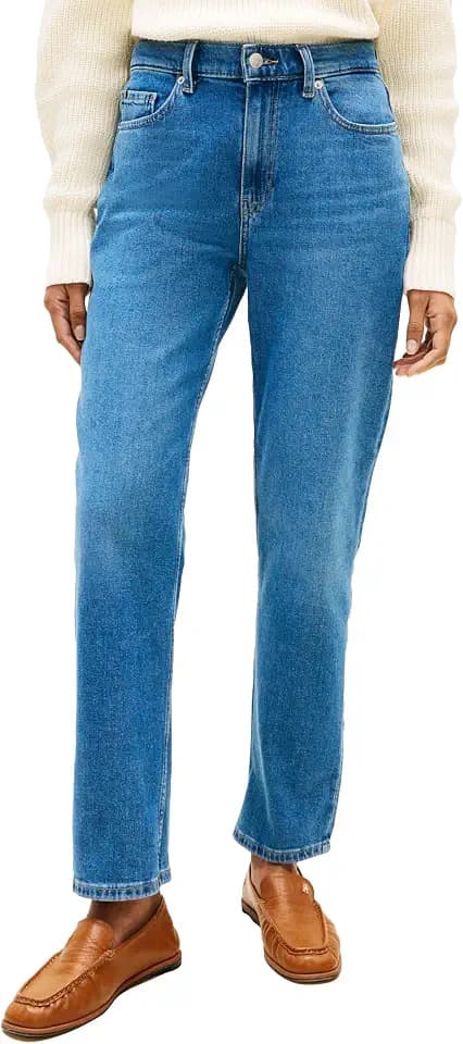 Tommy Hilfiger Women's Mid Rise Classic Straight Jeans with Stretch