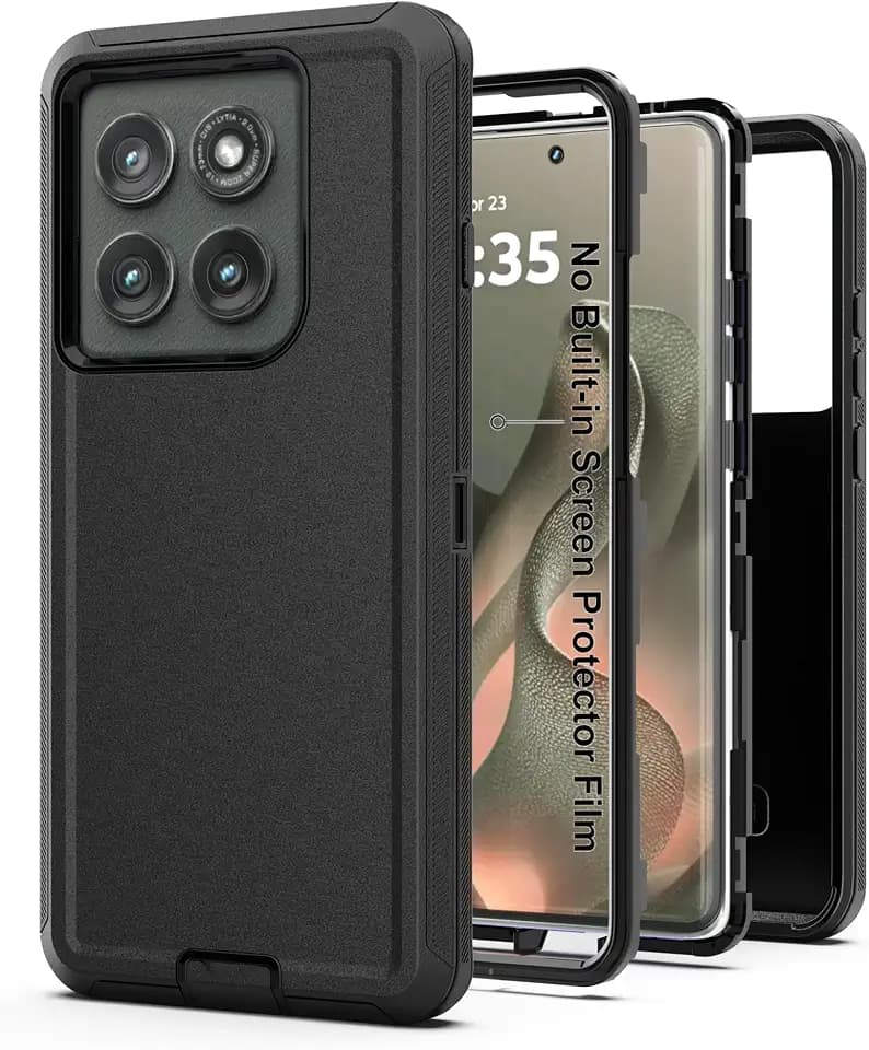 for Motorola Moto Edge 5G 2025 Case, Heavy Duty Protective Case with [3 in 1] Rugged Rubber Shockproof Protection Cover for Moto Edge 2025(Black)
