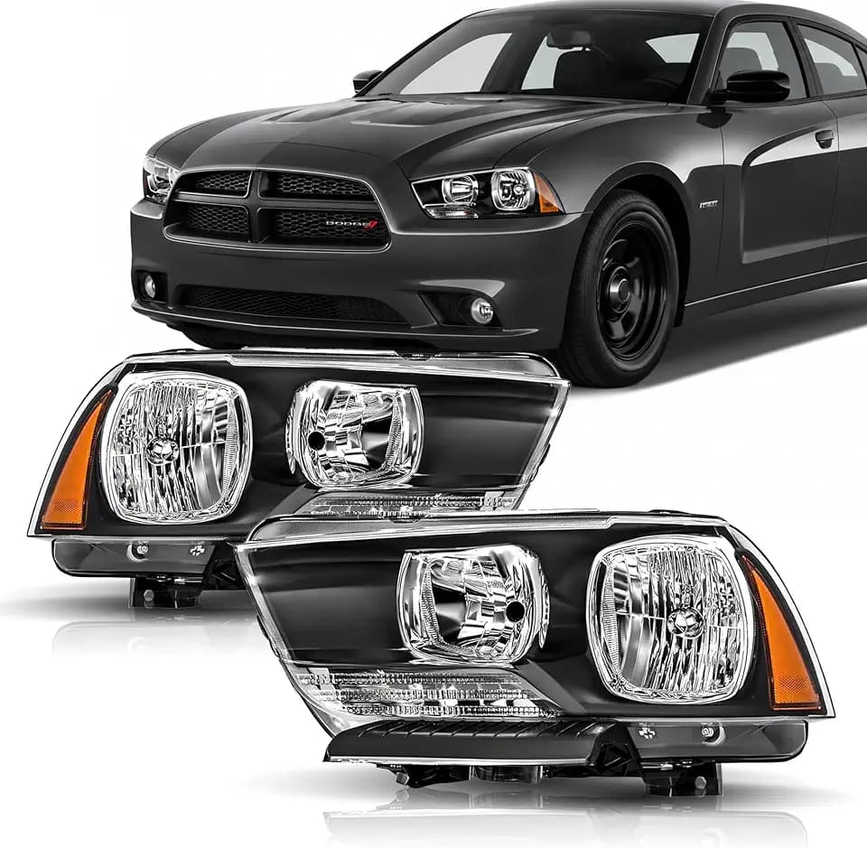 Headlights Assembly Black Housing for 2011 2012 2013 2014 Dodge Charger